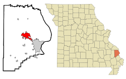 Cape Girardeau County Missouri Incorporated and Unincorporated areas Jackson Highlighted